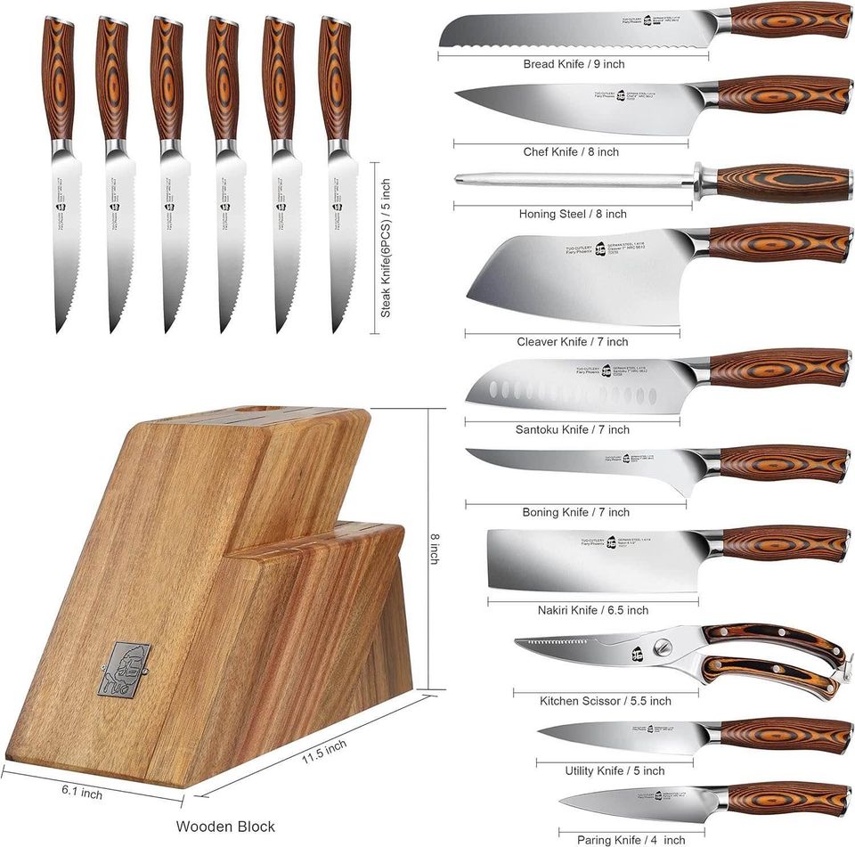 TUO 17 PCS Kitchen Knives Set