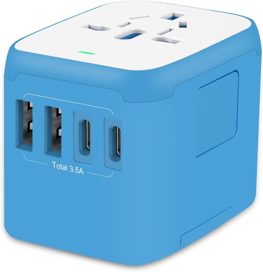 All in One Universal Travel Adapter with 2 USB C & A