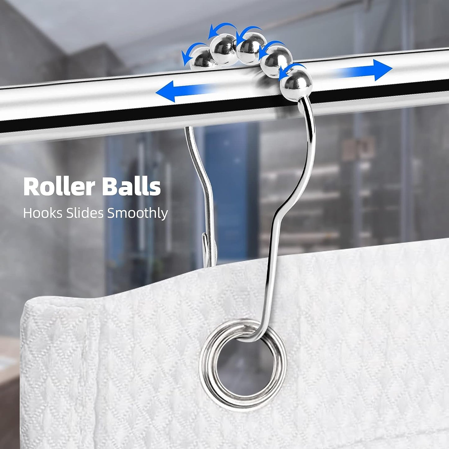 Rustproof Shower Curtain Rings Hooks