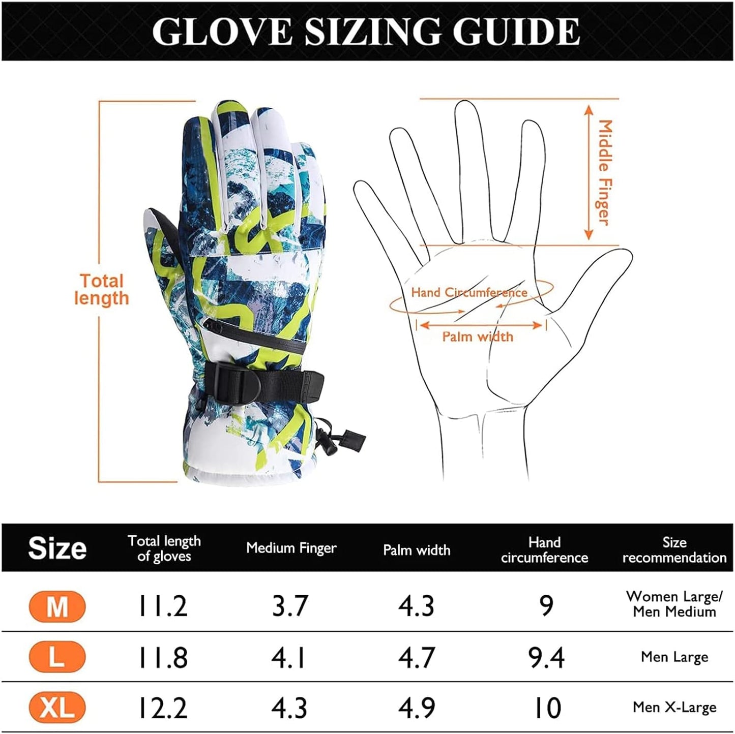 Ski Gloves,Waterproof  Warm Touchscreen