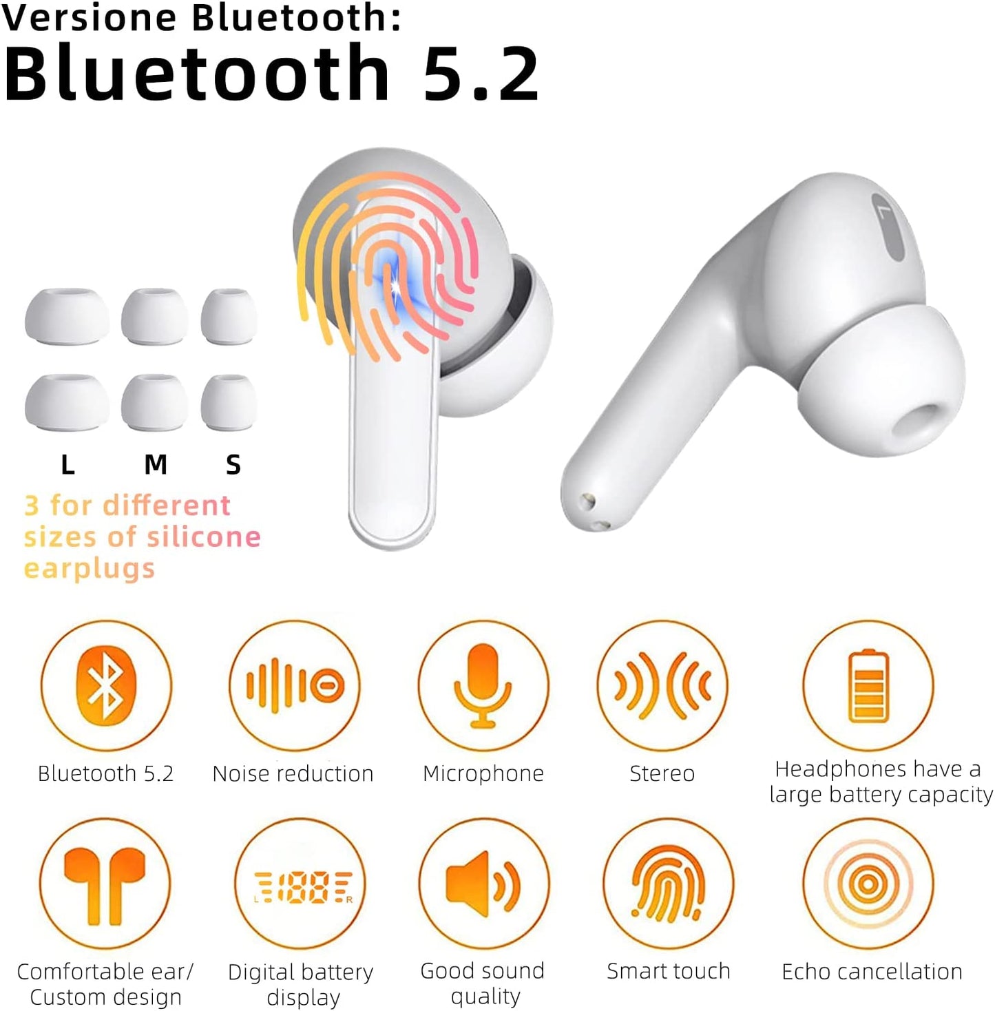 Wireless Earbuds Bluetooth 5.1,HiFi Stereo with Mic