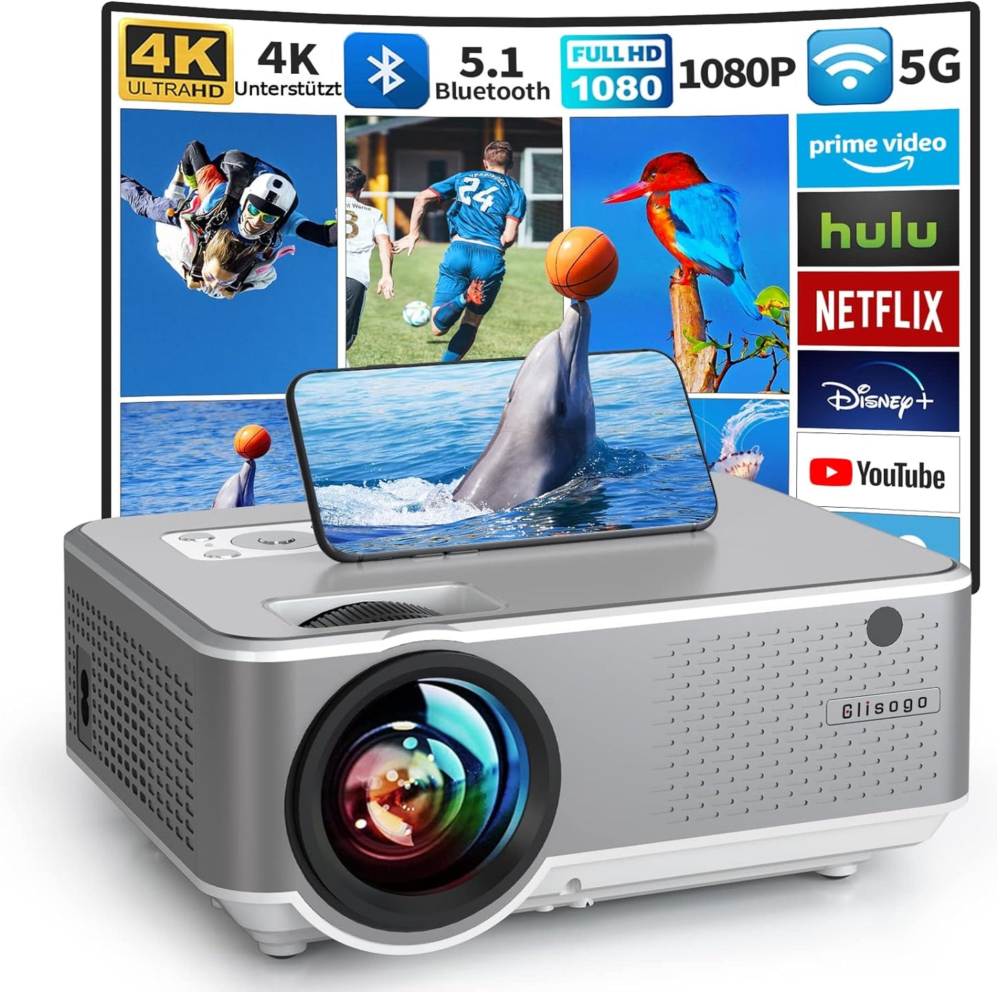 5G WiFi Bluetooth Projector